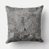 抽象芸術パッチワークの地図 – 黒の上に白 クッション (裏面)