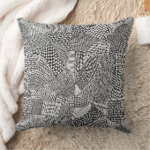 抽象芸術パッチワークの地図 – 黒の上に白 クッション (ブランケット)