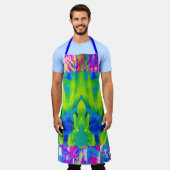 抽象芸術パッチワークひまわりガーデンコラージュ エプロン (着用した状態)