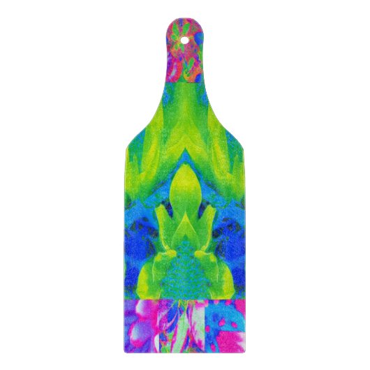 抽象芸術パッチワークひまわりガーデンコラージュ カッティングボード (正面)