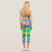 抽象芸術パッチワークひまわりガーデンコラージュ カプリレギンス (裏面)