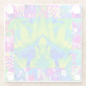 抽象芸術パッチワークひまわりガーデンコラージュ ガラスコースター (裏面)