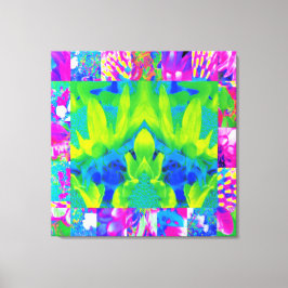 抽象芸術パッチワークひまわりガーデンコラージュ キャンバスプリント