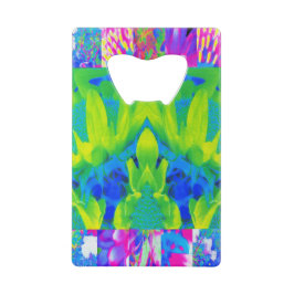 抽象芸術パッチワークひまわりガーデンコラージュ クレジットカード栓抜き