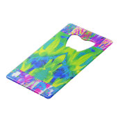 抽象芸術パッチワークひまわりガーデンコラージュ クレジットカード栓抜き (正面アングル)