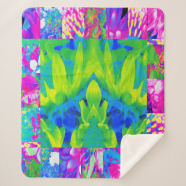 抽象芸術パッチワークひまわりガーデンコラージュ シェルパブランケット