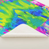 抽象芸術パッチワークひまわりガーデンコラージュ シェルパブランケット (3/4)