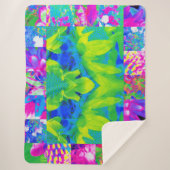 抽象芸術パッチワークひまわりガーデンコラージュ シェルパブランケット (正面)