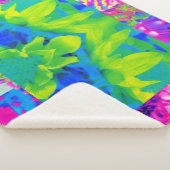 抽象芸術パッチワークひまわりガーデンコラージュ シェルパブランケット (3/4)