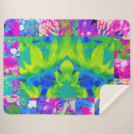 抽象芸術パッチワークひまわりガーデンコラージュ シェルパブランケット