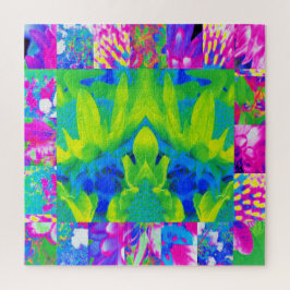 抽象芸術パッチワークひまわりガーデンコラージュ ジグソーパズル