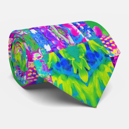 抽象芸術パッチワークひまわりガーデンコラージュ ネクタイ (ロール)