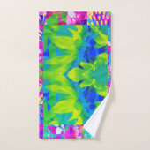 抽象芸術パッチワークひまわりガーデンコラージュ バスタオルセット (ハンドタオル)