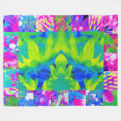 抽象芸術パッチワークひまわりガーデンコラージュ フリースブランケット (正面(横))