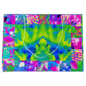 抽象芸術パッチワークひまわりガーデンコラージュ ラージペーパーバッグ (正面)