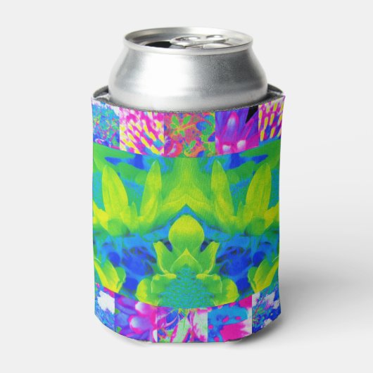 抽象芸術パッチワークひまわりガーデンコラージュ 缶クーラー (缶正面)