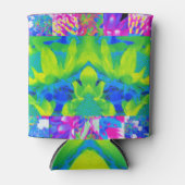 抽象芸術パッチワークひまわりガーデンコラージュ 缶クーラー (正面)