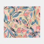 抽象芸術パッチワーク：幾何学的フローラクリーム。 フリースブランケット (正面(横))