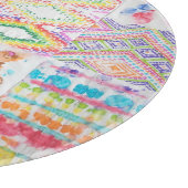 抽象芸術パッチワーク、水色絞り染めパターン。 カッティングボード (角)