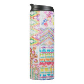 抽象芸術パッチワーク、水色絞り染めパターン。 タンブラー (回転右)