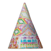 抽象芸術パッチワーク、水色絞り染めパターン。 パーティーハット (右)