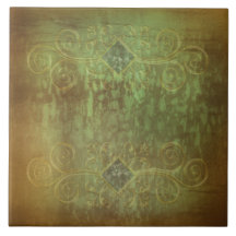 抽象芸術パティーナ銅と緑byルネ