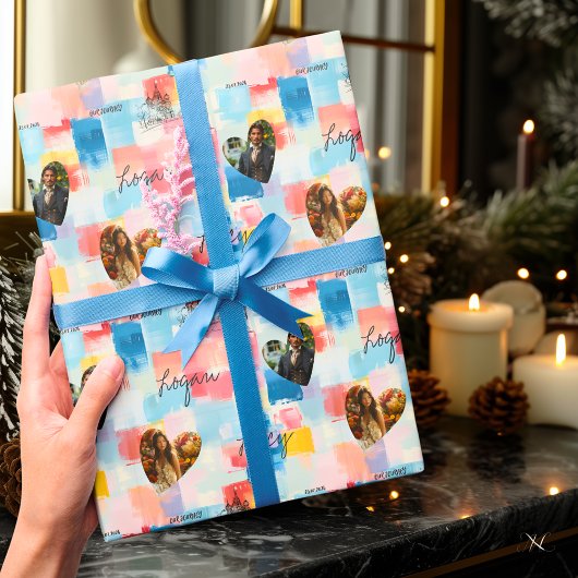 抽象芸術パーソナライズされたアート（写真と名前） ラッピングペーパー