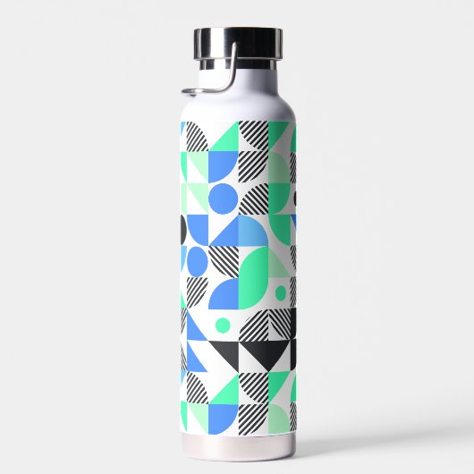 抽象芸術パーソナライズされたグリーン幾何学模様 ウォーターボトル (右面)