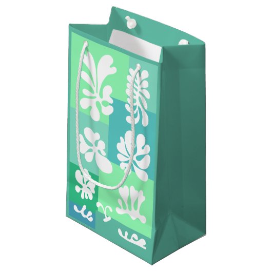 抽象芸術パーソナライズされたシェイプデザイン（緑） | スモールペーパーバッグ (正面アングル)