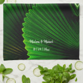 抽象芸術パーソナライズされたジャングルリーフファンパームデザイン キッチンタオル (折り畳み)