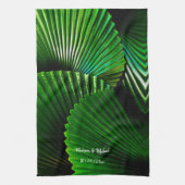 抽象芸術パーソナライズされたジャングルリーフファンパームデザイン キッチンタオル (縦)