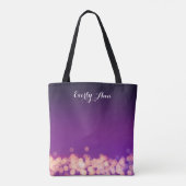 抽象芸術パーソナライズされたタイポグラフィパープルライト トートバッグ (裏面)