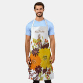 抽象芸術パーソナライズされたフローラ エプロン (着用した状態)