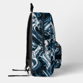 抽象芸術パーソナライズされたブルーとホワイトウェーブ プリントバックパック (左)