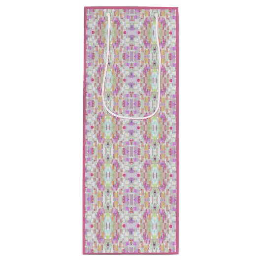 抽象芸術パーソナライズされたボホパターンアートピンクレッド ワインギフトバッグ (正面)