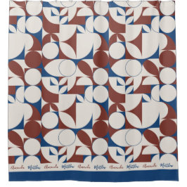 抽象芸術パーソナライズされたマルーンネイビーサークルデザイン シャワーカーテン