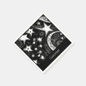 抽象芸術パーソナライズされたムーンとスター スタンダードカクテルナプキン (角)