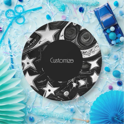 抽象芸術パーソナライズされたムーンとスター ペーパープレート (パーティー)