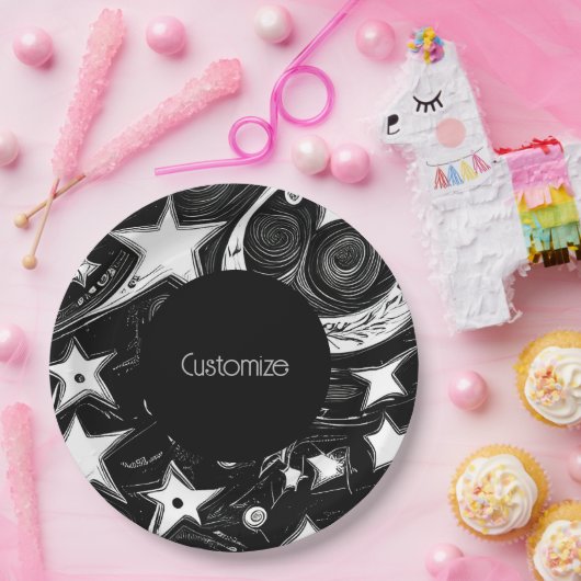 抽象芸術パーソナライズされたムーンとスター ペーパープレート (パーティー)