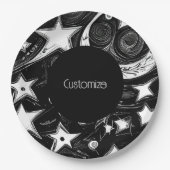抽象芸術パーソナライズされたムーンとスター ペーパープレート (正面)