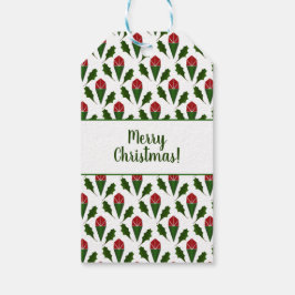 抽象芸術パーソナライズされたレッドローゼズホリーホリデイ ギフトタグ
