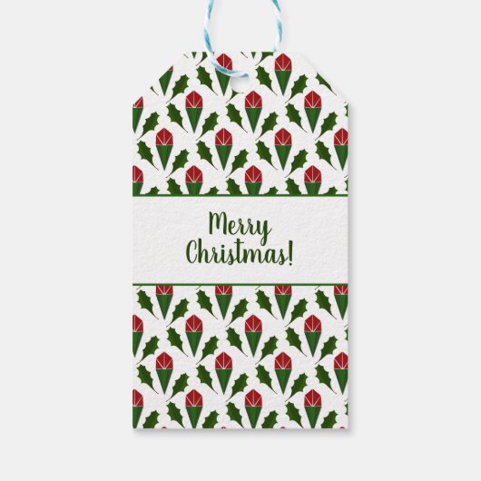 抽象芸術パーソナライズされたレッドローゼズホリーホリデイ ギフトタグ (裏面)