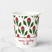 抽象芸術パーソナライズされたレッドローゼズホリーホリデイ 紙コップ (裏面)