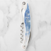抽象芸術パーソナライズされた海アクリル筆跡 ソムリエナイフ (正面)