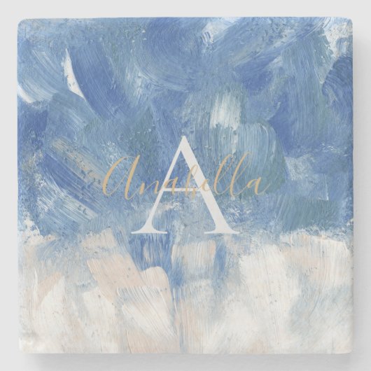 抽象芸術パーソナライズされた海 ストーンコースター (正面)