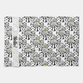 抽象芸術パーソナライズされた白黒デザイン | キッチンタオル (横)