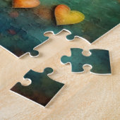 抽象芸術パーソナライズされた紙マッシュハート ジグソーパズル (側面)