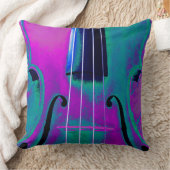 抽象芸術パープルとティール（緑がかった色）バイオリン クッション (ブランケット)