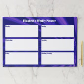 抽象芸術パープルとホワイトウィークリープランナーテンプレート ペーパーパッド (インサイチュ)