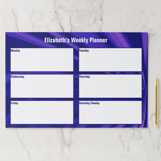 抽象芸術パープルとホワイトウィークリープランナーテンプレート ペーパーパッド (インサイチュ)